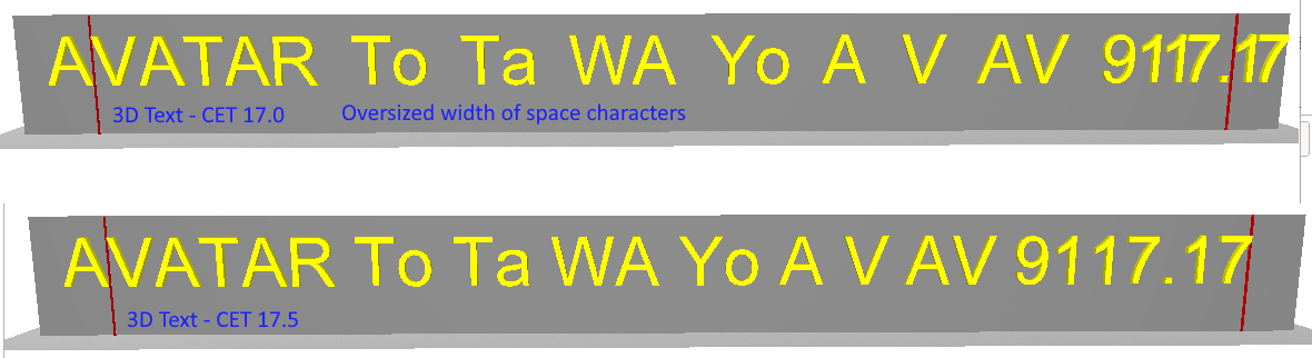3D Text Character Spacing